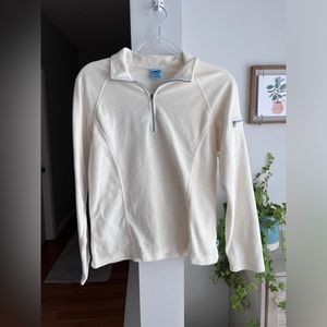 LAST CHANCE L.L. BEAN Off White Fleece 1/4 Zipper Long Sleeve Pull On Sweatshirt